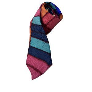 Carlos Falchi Silk Men's Neck Tie Red Multicolor Abstract Art Retro Vintage  Fun